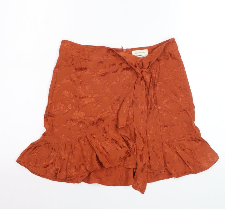 Urban Outfitters Women's Orange Wrap Ruffle Short Skirt Size L