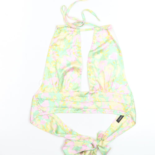 Double Crazy Women's Multicoloured Halter Floral Satin Camisole Top M