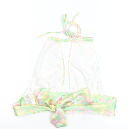 Double Crazy Women's Multicoloured Halter Floral Satin Camisole Top M