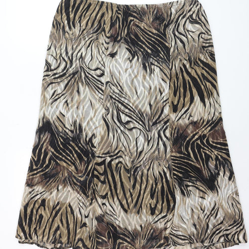 Roman Originals Women’s Multicoloured Animal Print A-Line Midi Skirt Size 24