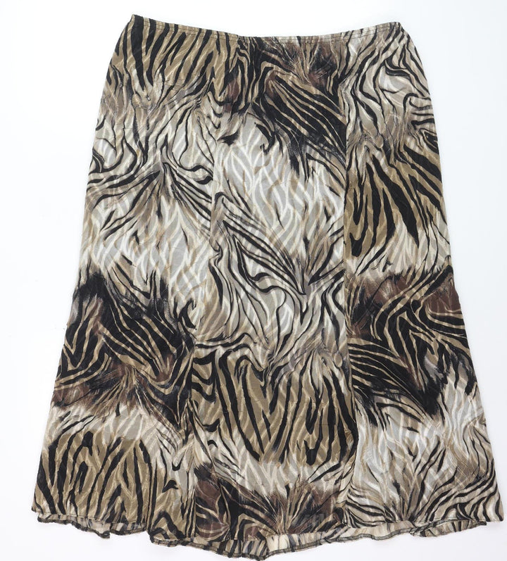 Roman Originals Women’s Multicoloured Animal Print A-Line Midi Skirt Size 24
