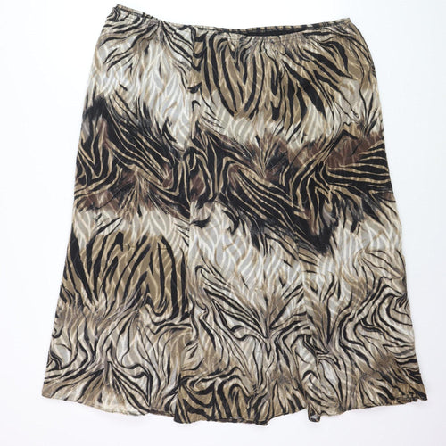 Roman Originals Women’s Multicoloured Animal Print A-Line Midi Skirt Size 24