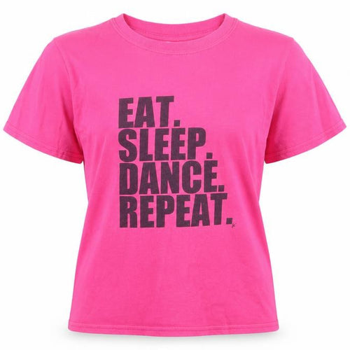 Gildan Girls Pink Graphic Cotton T-Shirt Youth Large Eat Sleep Dance Repeat