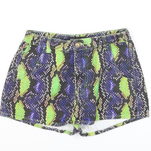 PrettyLittleThing Womens Multicoloured Snakeskin Hot Pants UK 10