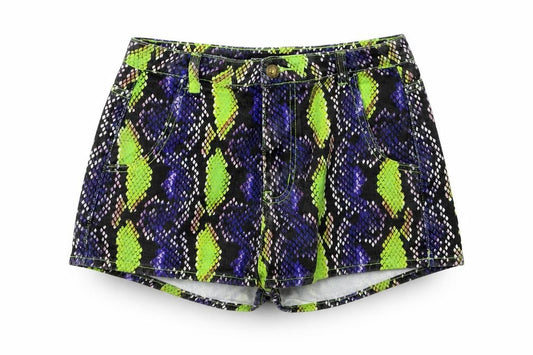 PrettyLittleThing Womens Multicoloured Snakeskin Hot Pants UK 10