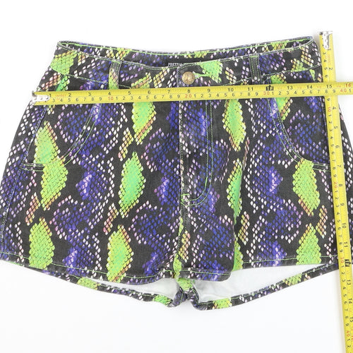 PrettyLittleThing Womens Multicoloured Snakeskin Hot Pants UK 10