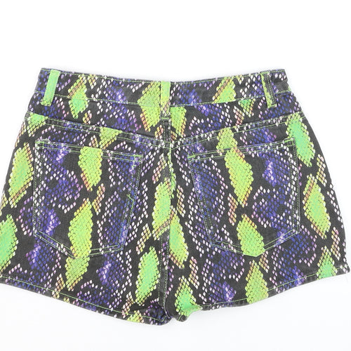 PrettyLittleThing Womens Multicoloured Snakeskin Hot Pants UK 10