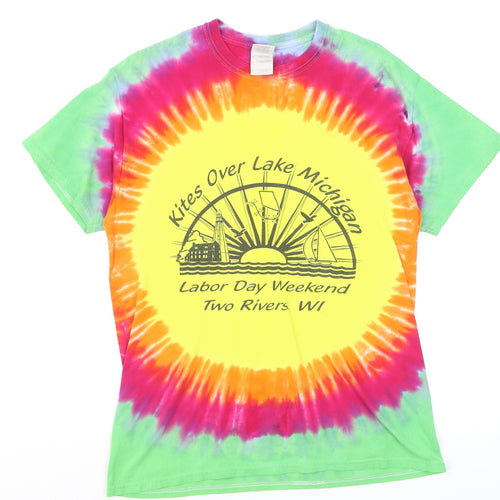 Gildan Women's Multicoloured Tie Dye Cotton T-Shirt Medium