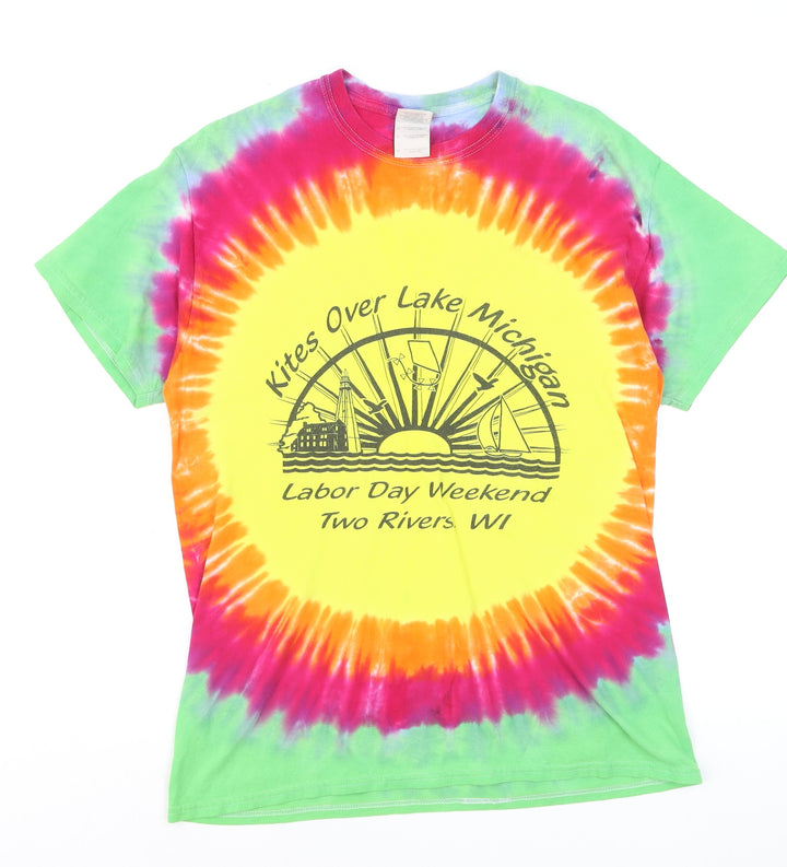 Gildan Women's Multicoloured Tie Dye Cotton T-Shirt Medium