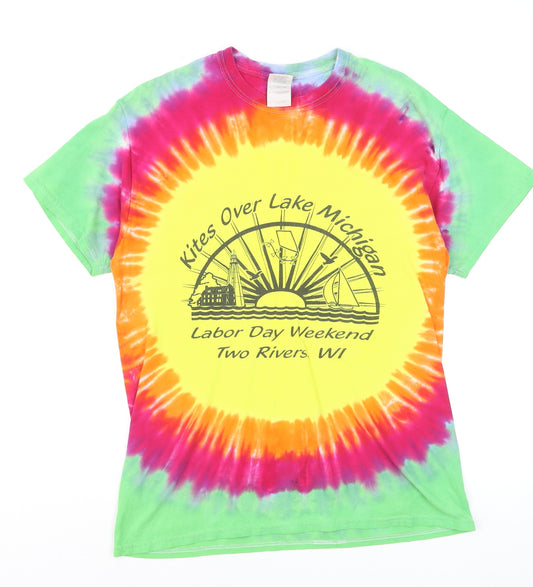 Gildan Women's Multicoloured Tie Dye Cotton T-Shirt Medium