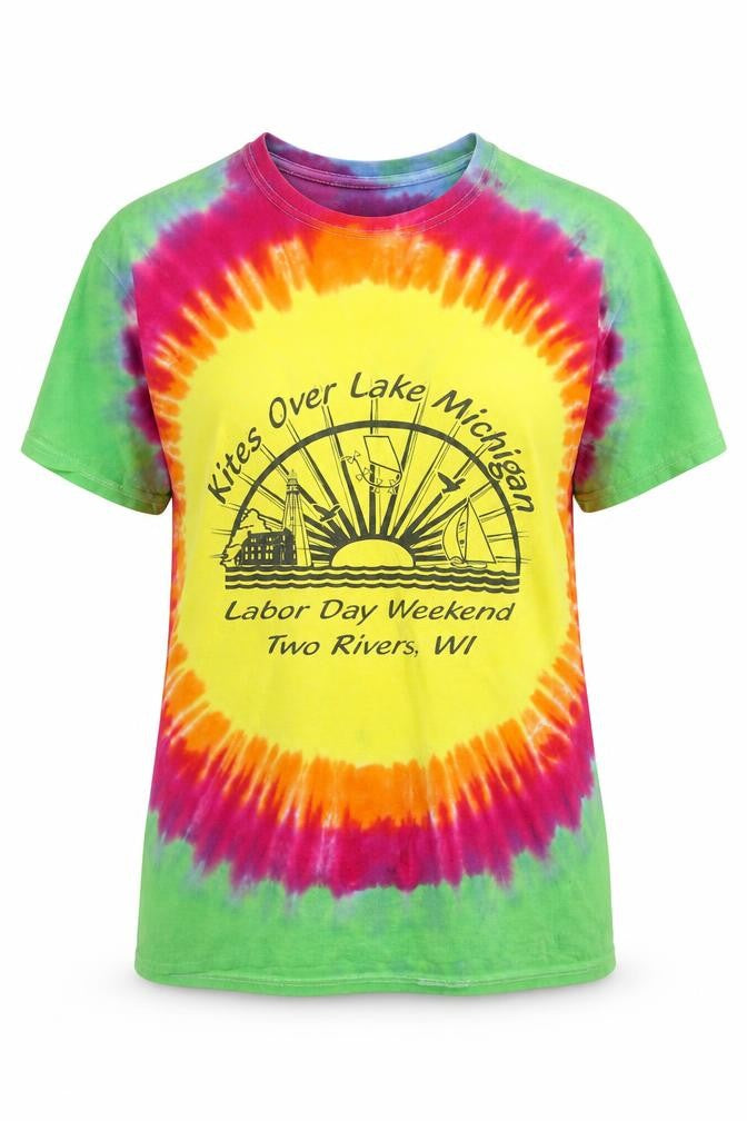 Front view of Gildan Women's Multicoloured Tie Dye Cotton T-Shirt Medium