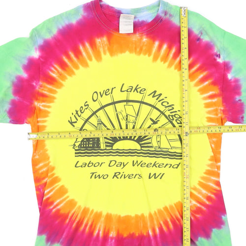 Gildan Women's Multicoloured Tie Dye Cotton T-Shirt Medium