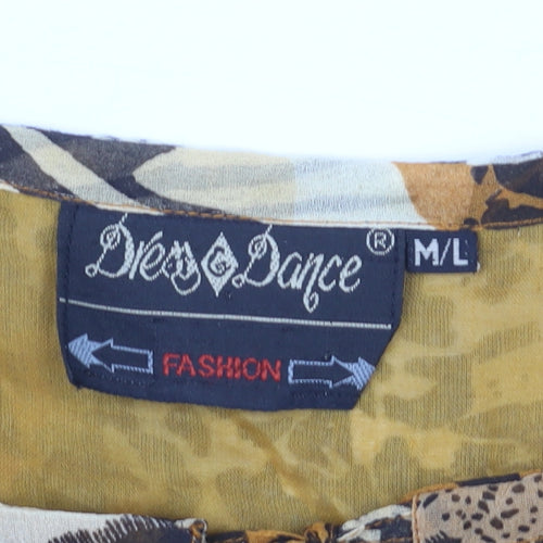 Dress Dance Women's Brown Animal Print Chiffon Cropped Blouse M