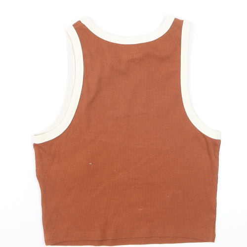 Hollister Women’s Brown Cropped Tank Top L Western Graphic