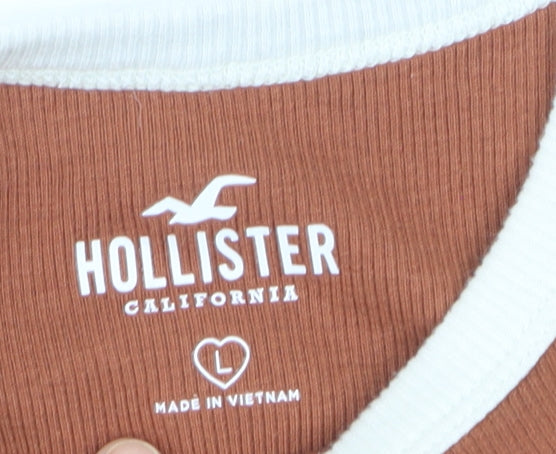 Hollister Women’s Brown Cropped Tank Top L Western Graphic