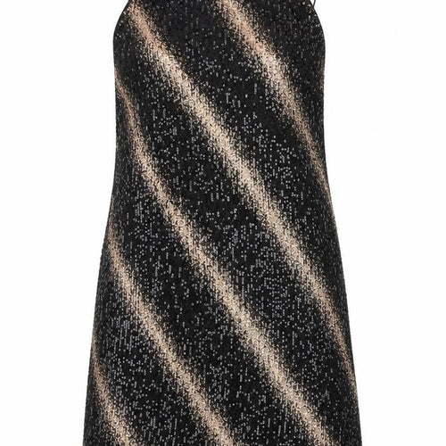 Fuse Womens Black Sequin Slip Dress Size 14 Party Sleeveless Stretch