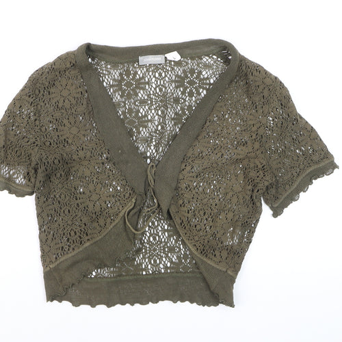Steilmann Women’s Green Crochet Cropped Tie Blouse Size L
