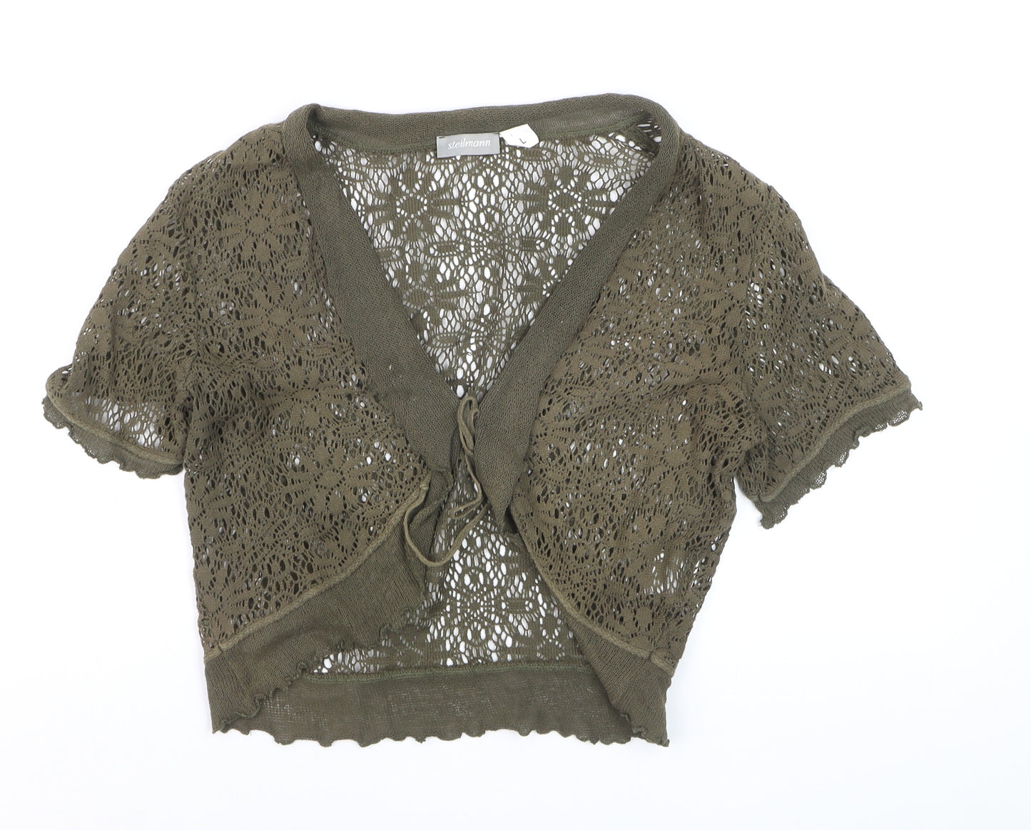 Steilmann Women’s Green Crochet Cropped Tie Blouse Size L