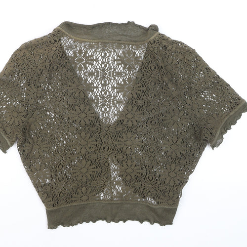 Steilmann Women’s Green Crochet Cropped Tie Blouse Size L