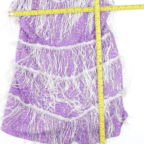 Double Crazy Women's Purple Fringe Sequin Playsuit Size S Party Outfit