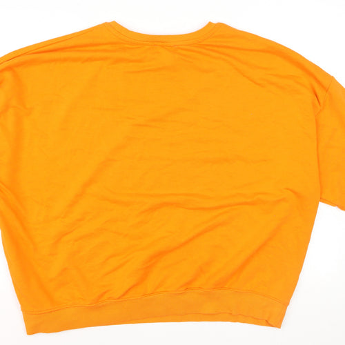 Primark Women’s Orange Graphic Pullover Sweatshirt Size L Relaxed Fit