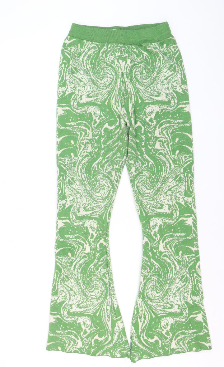 Daisy Street Womens Green Flared Knit Trousers Size 18