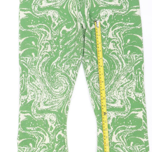 Daisy Street Womens Green Flared Knit Trousers Size 18