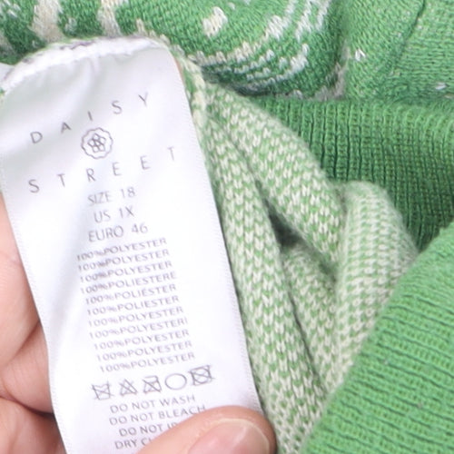 Daisy Street Womens Green Flared Knit Trousers Size 18
