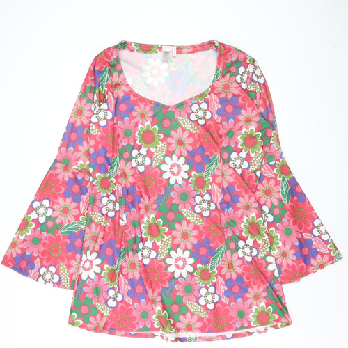 Wicked Costumes Women's Multicoloured Floral Tunic Blouse XL