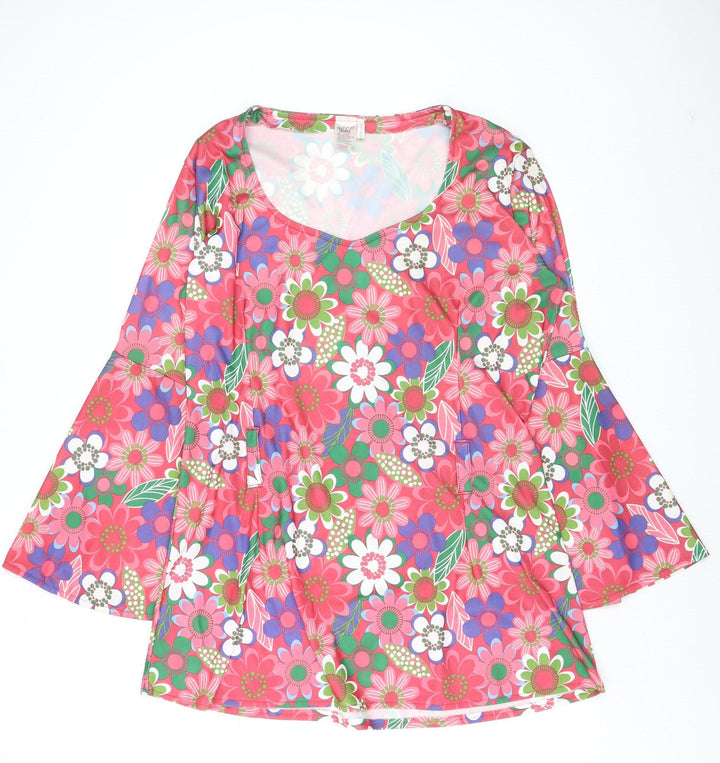 Wicked Costumes Women's Multicoloured Floral Tunic Blouse XL