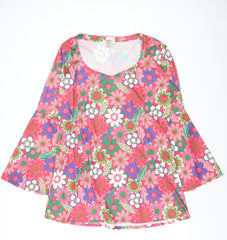 Wicked Costumes Women's Multicoloured Floral Tunic Blouse XL