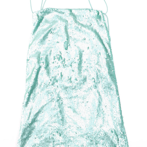 ASOS Women’s Green Sequin Slip Dress Size 8 Party Sleeveless