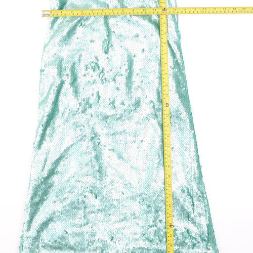 ASOS Women’s Green Sequin Slip Dress Size 8 Party Sleeveless