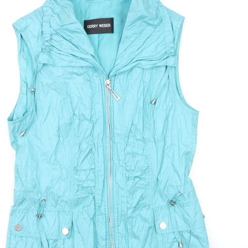 Gerry Weber Womens Blue Waistcoat Size 10 Zip Pockets Lightweight