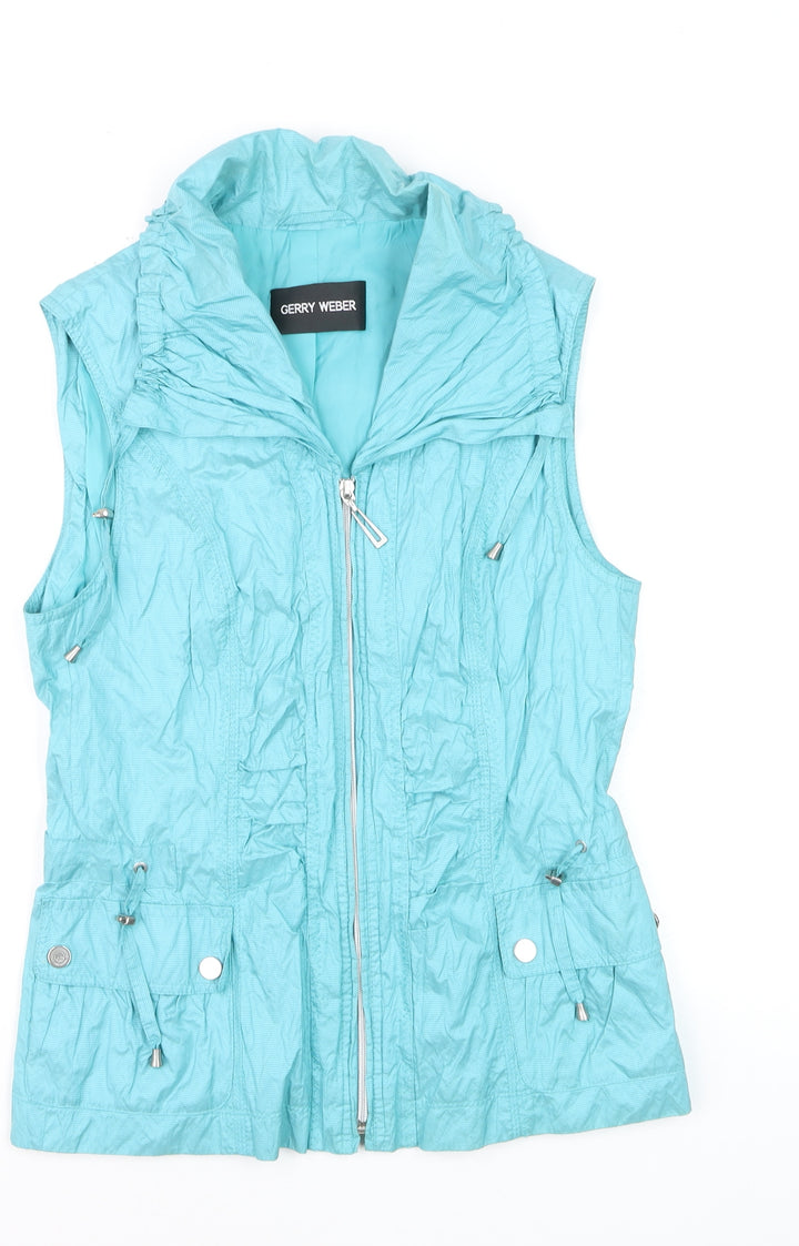 Gerry Weber Womens Blue Waistcoat Size 10 Zip Pockets Lightweight