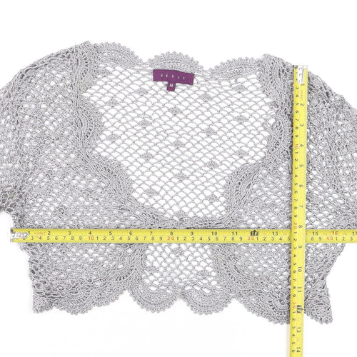 Début Women Silver Crochet Cropped Long Sleeve Bolero M