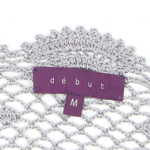 Début Women Silver Crochet Cropped Long Sleeve Bolero M