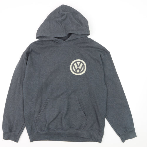 Gildan Men's Grey Pullover Hoodie VW Wolfsburg Mechanic Logo M