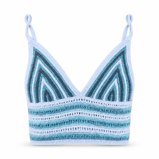 Front view of Urban Outfitters Women’s Blue Crochet Camisole Tank Top XL
