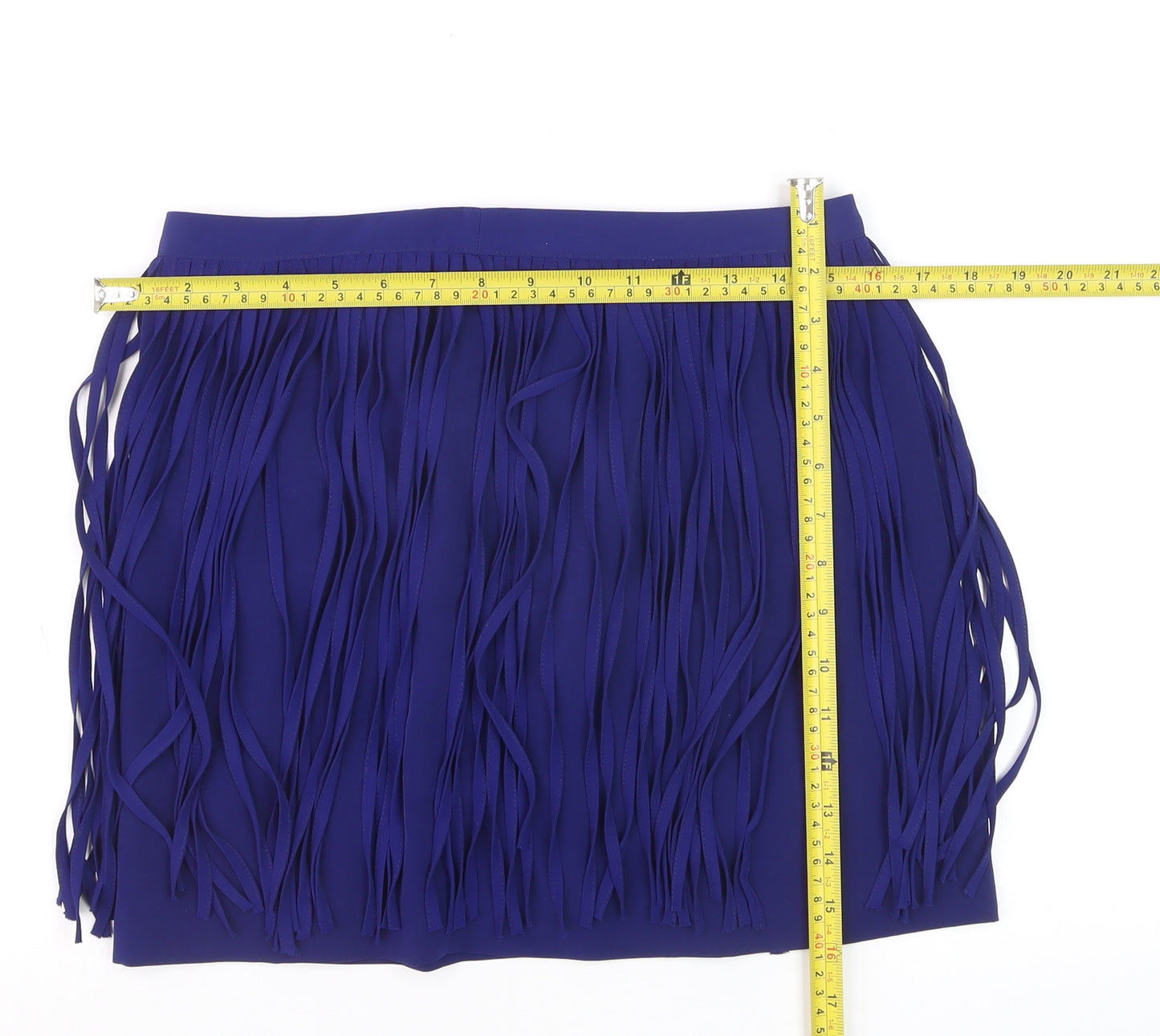 Zara Basic Women's Blue Fringe Short Skirt Size S Festival Boho Style