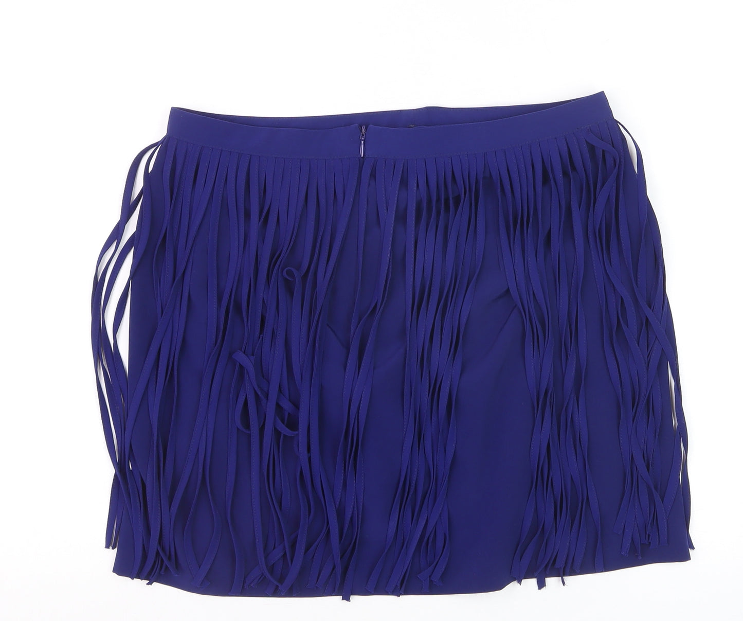 Zara Basic Women's Blue Fringe Short Skirt Size S Festival Boho Style