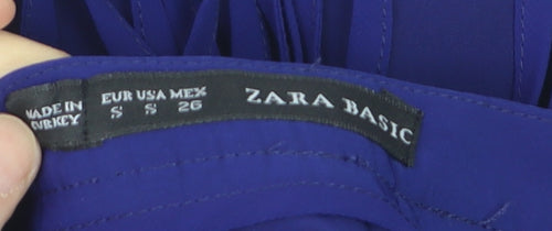 Zara Basic Women's Blue Fringe Short Skirt Size S Festival Boho Style