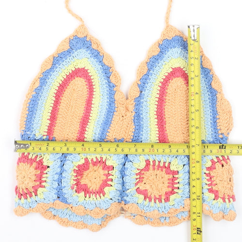 ASOS DESIGN Women’s Multicoloured Crochet Halter Crop Top Size S