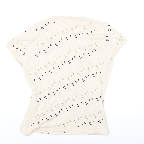 Kaliko Women's Beige Wrap Blouse Top Size 14 Short Sleeve Buckle Detail