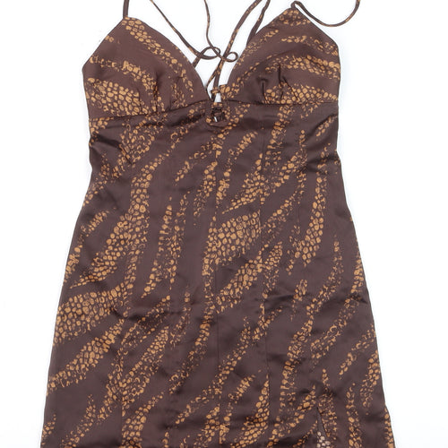 Urban Outfitters Women Brown Animal Print Slip Dress S