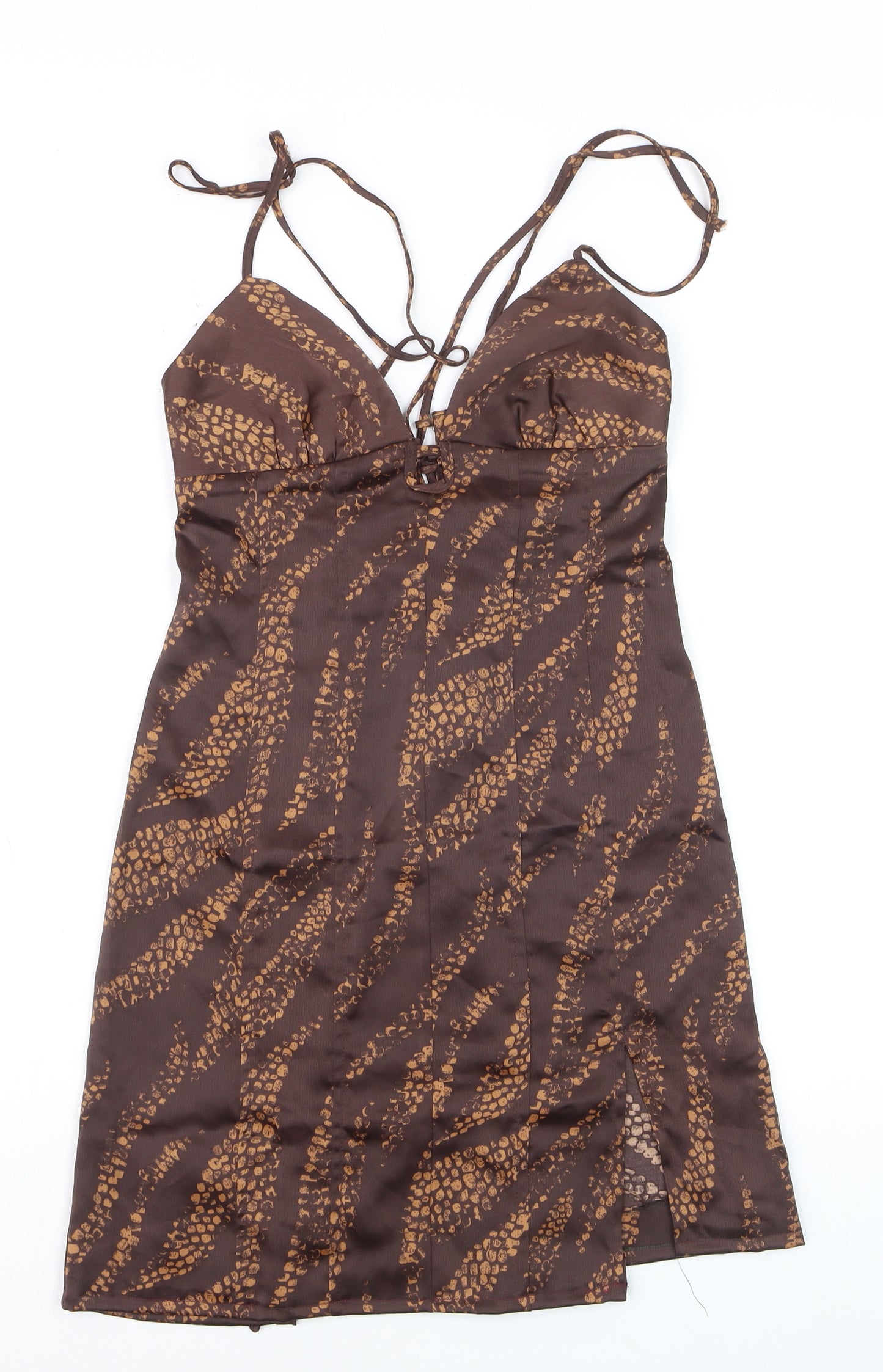 Urban Outfitters Women Brown Animal Print Slip Dress S