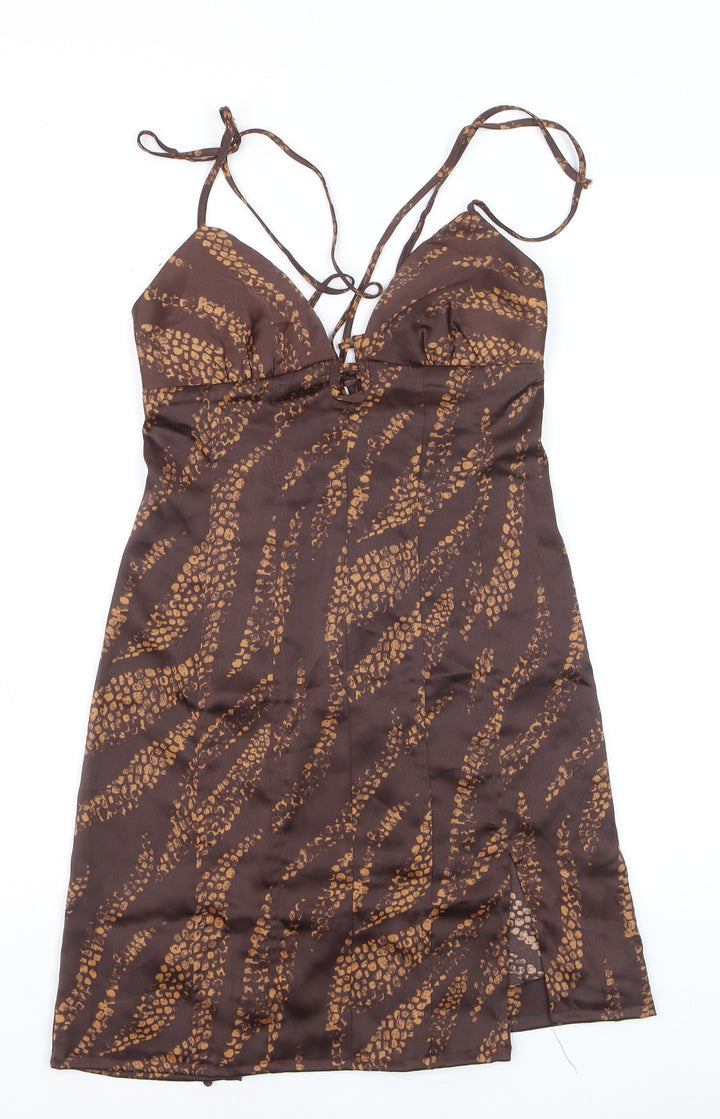 Urban Outfitters Women Brown Animal Print Slip Dress S