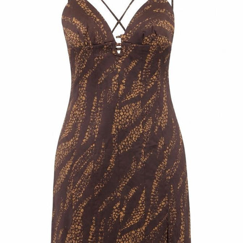 Urban Outfitters Women Brown Animal Print Slip Dress S