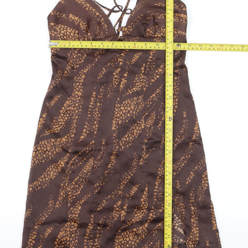 Urban Outfitters Women Brown Animal Print Slip Dress S