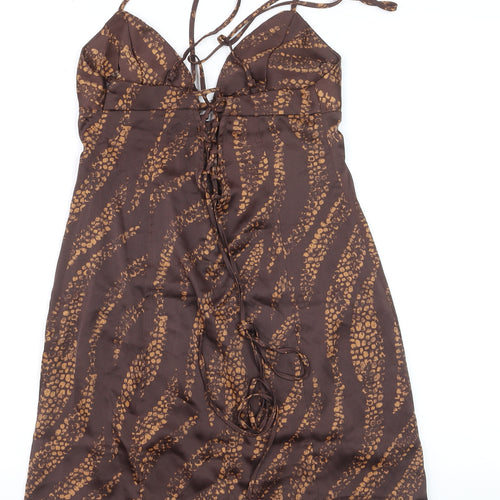 Urban Outfitters Women Brown Animal Print Slip Dress S
